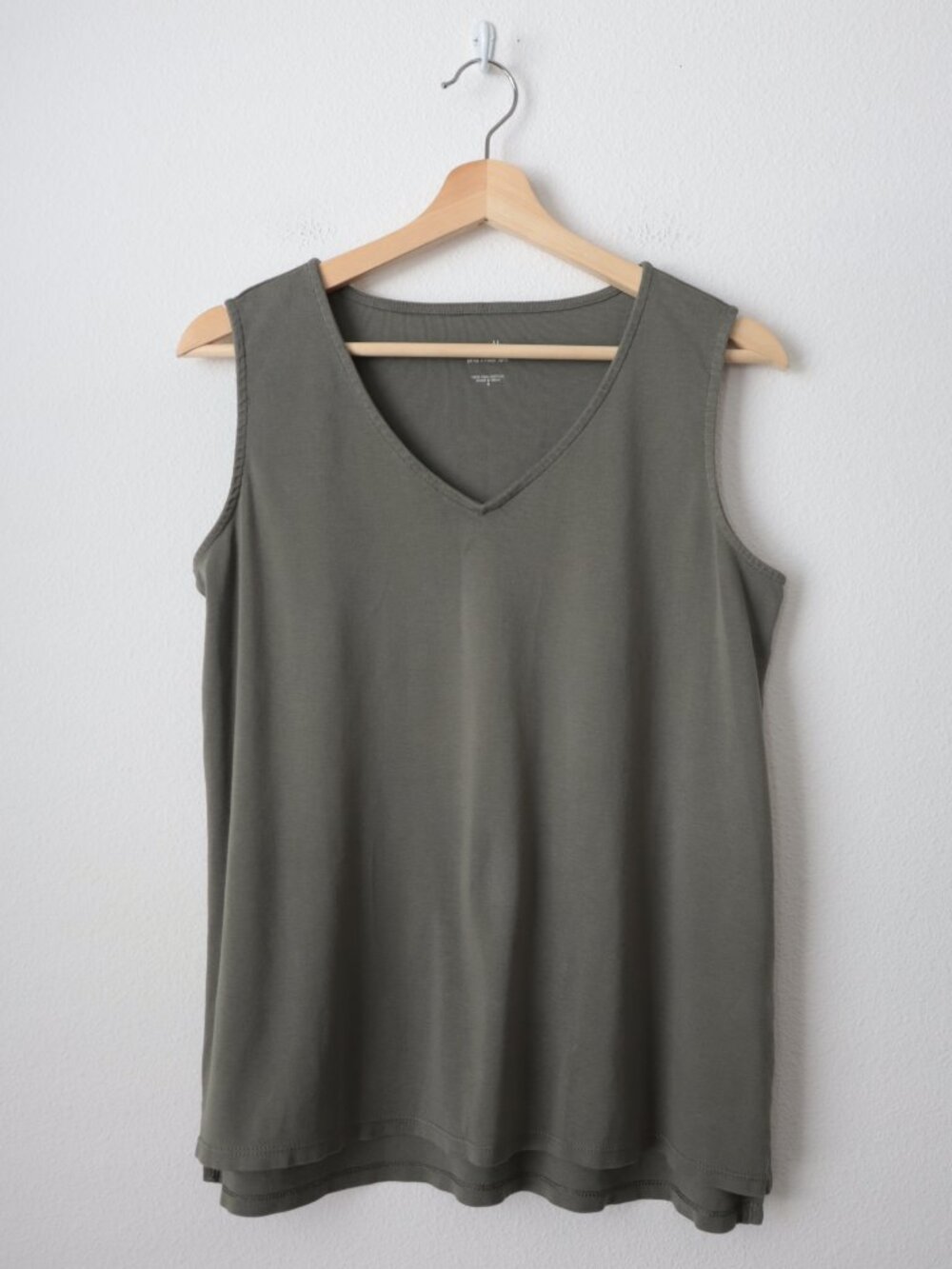 J.Jill Olive Green Pima Cotton V-Neck Tank Top | S